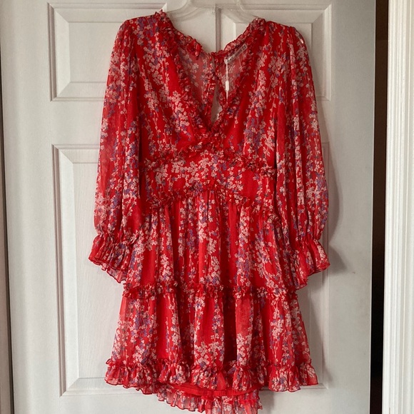 New Saints And Secrets Red Floral Dress 